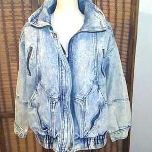 Vintage 1980s ANDY JOHNS Acid Washed Jacket Worn To Perfection Size S Unisex